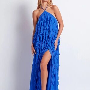 PatBo RUFFLE HALTERNECK MAXI DRESS